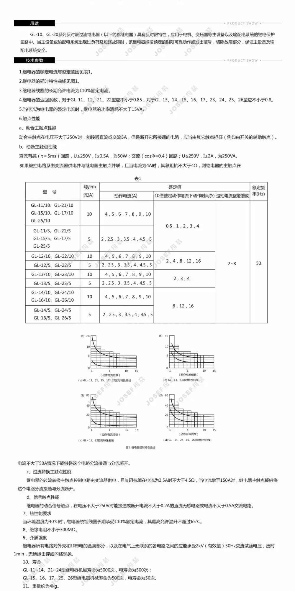 過(guò)流繼電器 GL-21/10型 額定電流10A 50HZ 上海約瑟